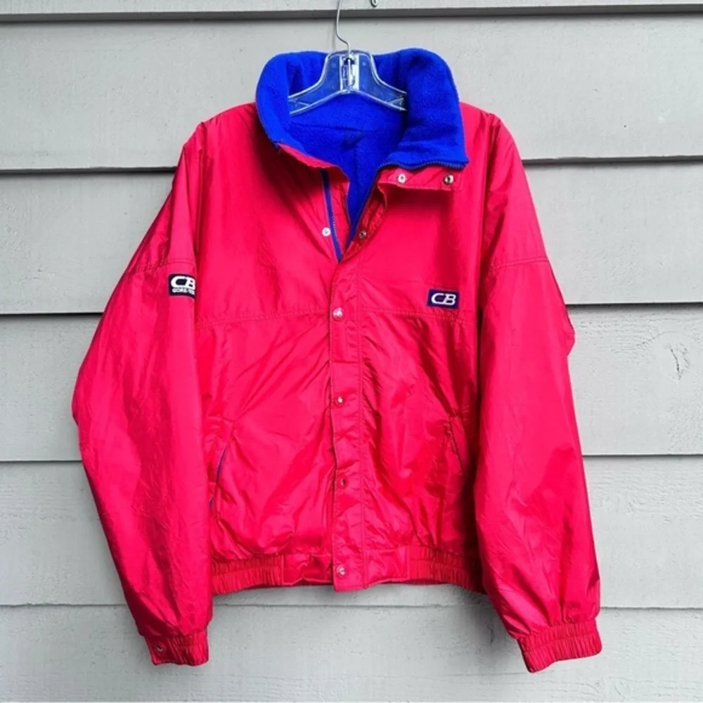 Vintage CB Sports Jacket Goretex Red w/Blue Purple Fleece 1989 Men's Size Medium